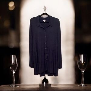 Long top, short dress for leggins navy blue button stretchy New Directio…